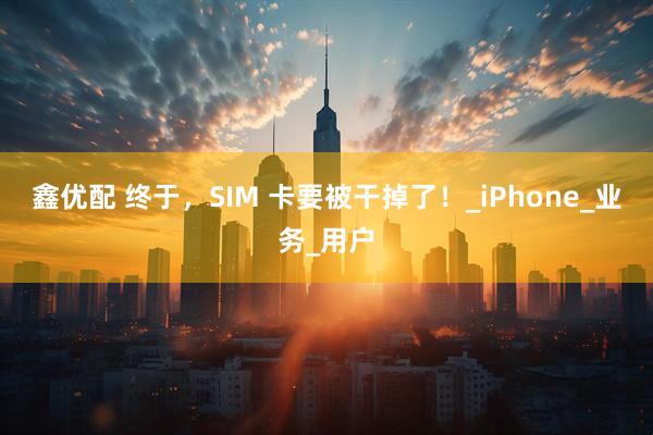 鑫优配 终于，SIM 卡要被干掉了！_iPhone_业务_用户